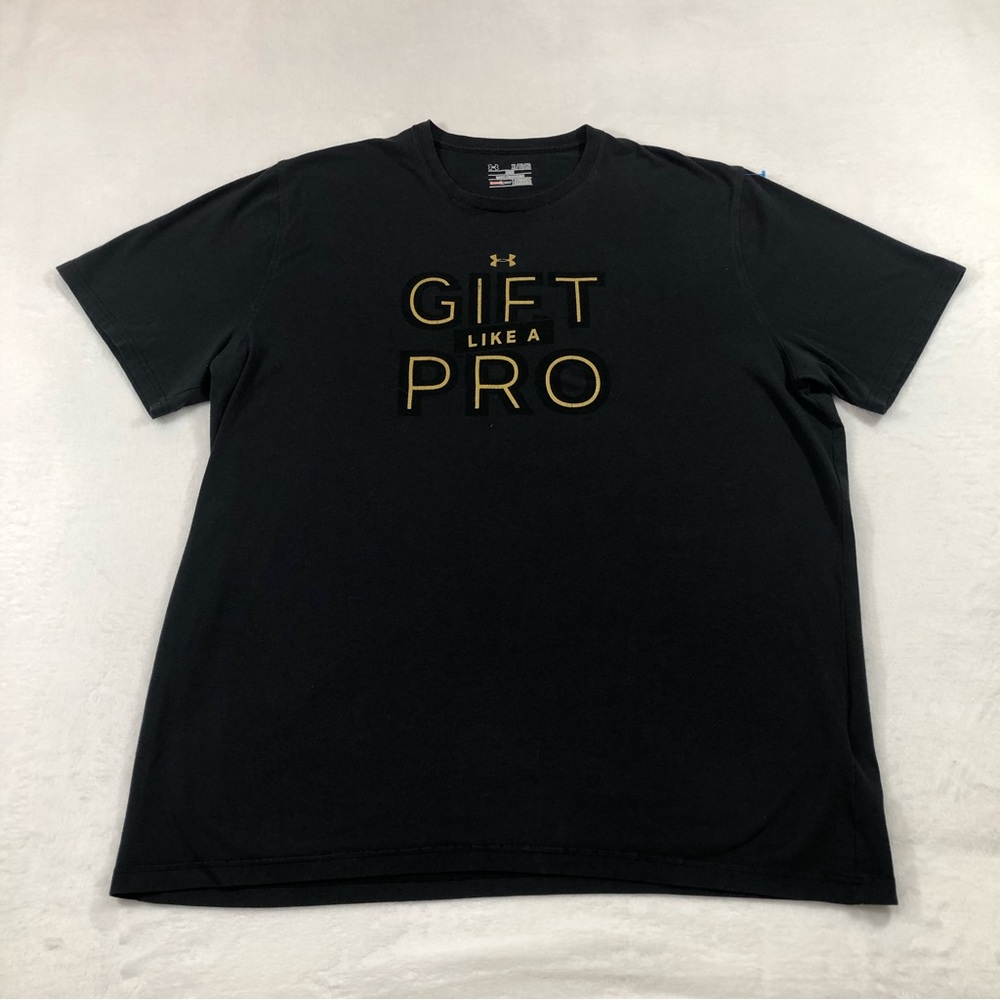 Under Armour HeatGear Loose Gift Like A Pro Black & Gold Team Shirt Mens Size XL